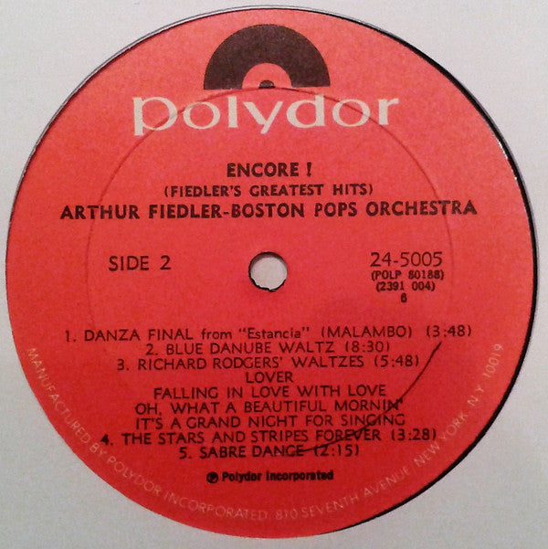 Arthur Fiedler, The Boston Pops Orchestra - Encore (Fiedler's Greatest Hits)