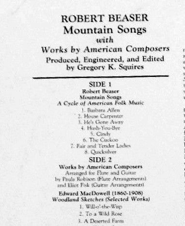 Robert Beaser, Paula Robison, Eliot Fisk - Mountain Songs: A Cycle Of American Folk Music