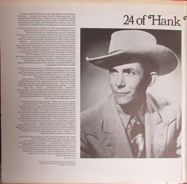 Hank Williams - 24 Of Hank Williams' Greatest Hits