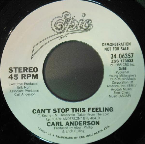 7": Carl Anderson - Can't Stop This Feeling