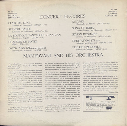 Mantovani And His Orchestra - Concert Encores