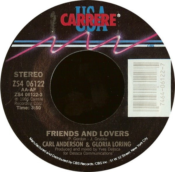 7": Gloria Loring, Carl Anderson - Friends & Lovers